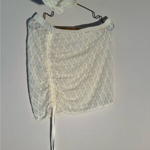 Lace Ruched Mini Skirt Slip and Bolero in Ivory